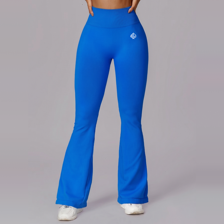 Flared Blue Scrunch Bottom Seamless Leggings